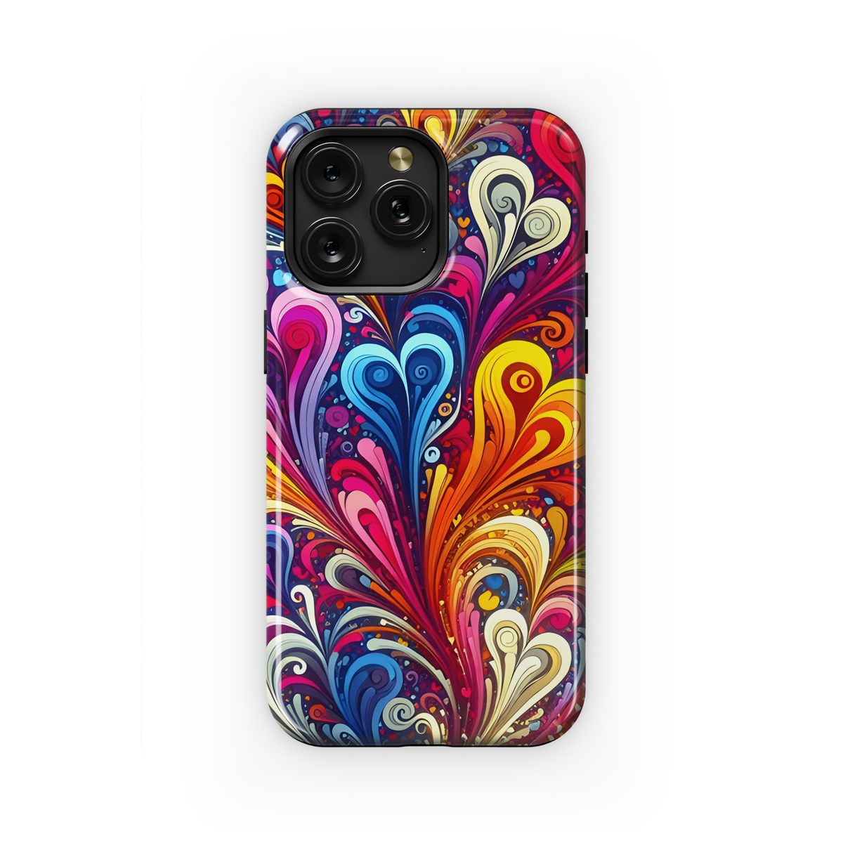 Colorful Abstract Spray Swirl Hearts Phone Case iPhone Samsung Cover Pixel 3114 - Image 1