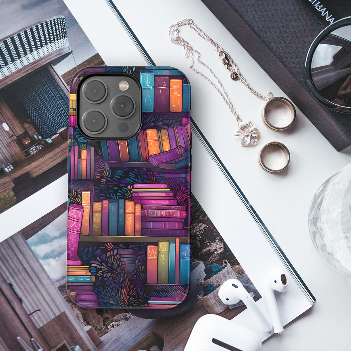 Colorful Bookshelf  Phone Case iPhone Samsung Cover Pixel 3559 - Image 3