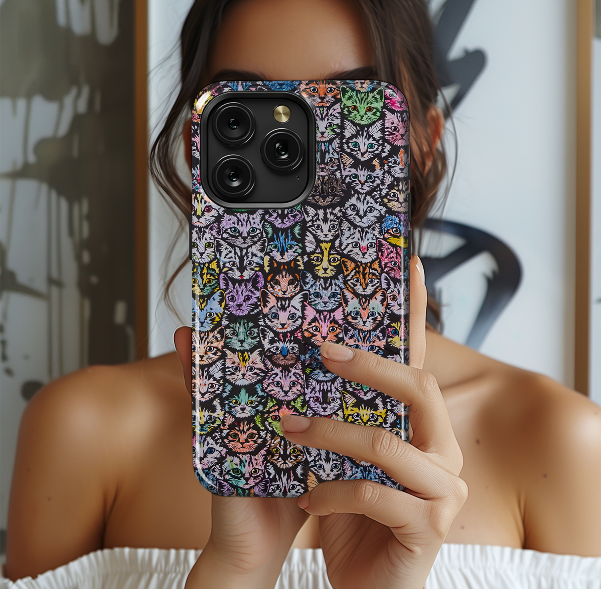 Colorful Cat Crowd
 Phone Case iPhone Samsung Cover Pixel 4203 - Image 2