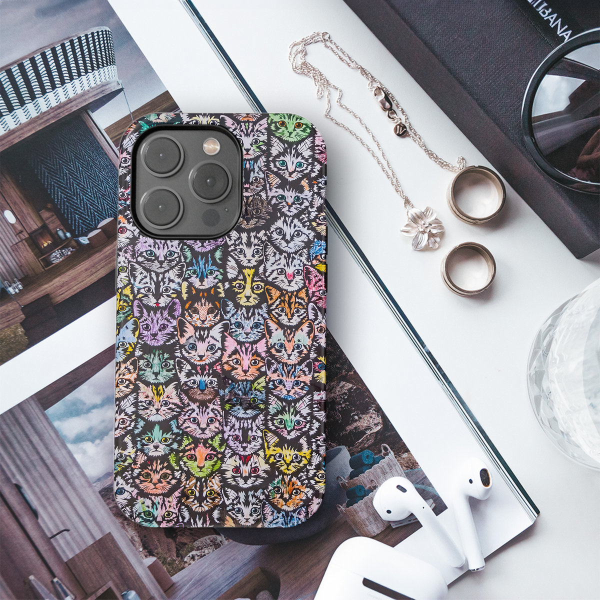 Colorful Cat Crowd
 Phone Case iPhone Samsung Cover Pixel 4203 - Image 3