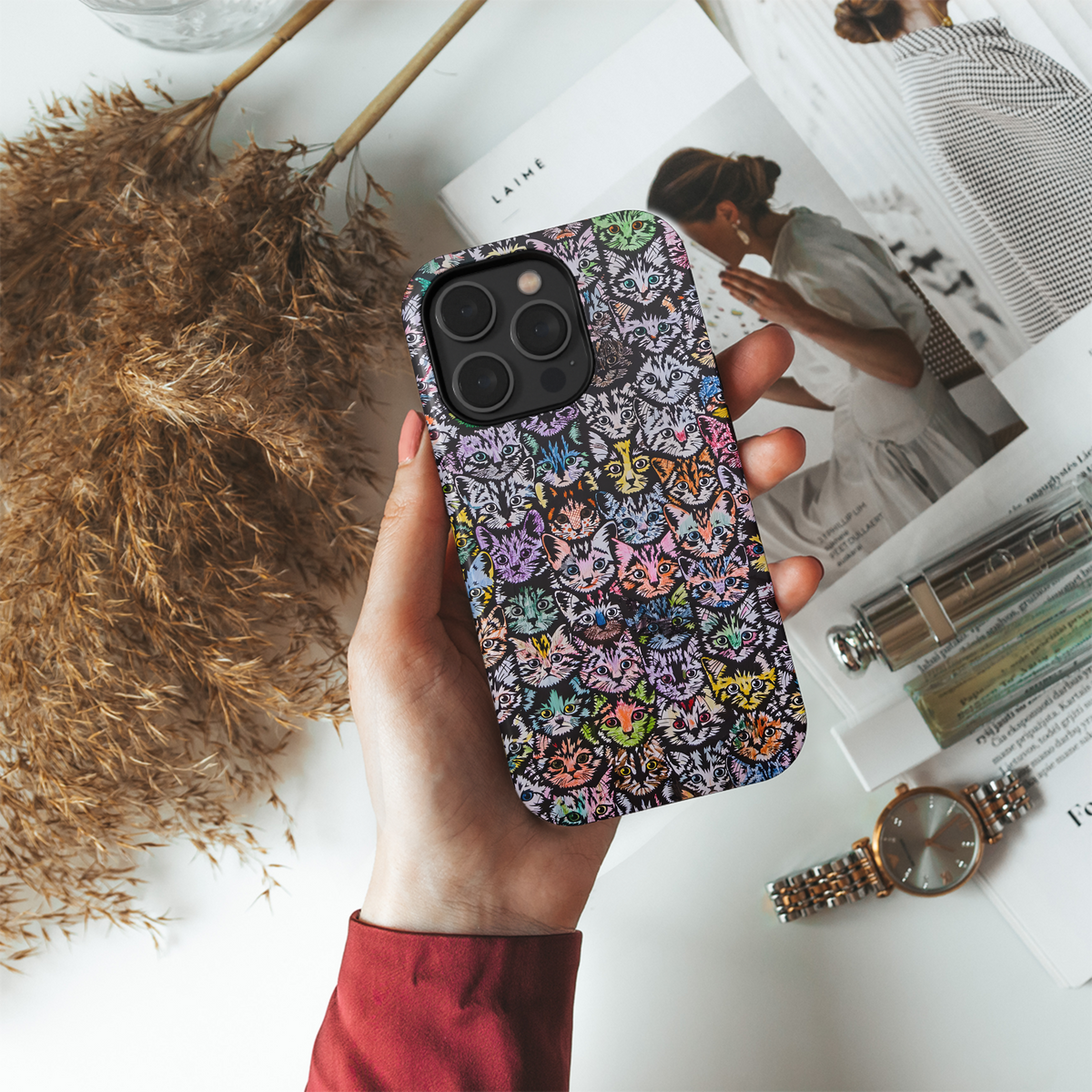 Colorful Cat Crowd
 Phone Case iPhone Samsung Cover Pixel 4203 - Image 4