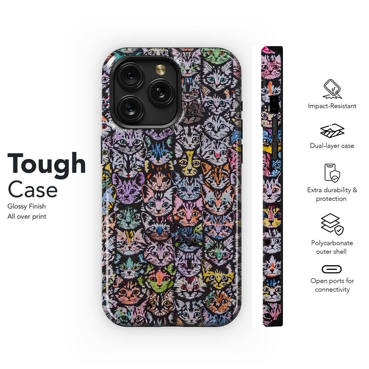 Colorful Cat Crowd
 Phone Case iPhone Samsung Cover Pixel 4203 - Image 6