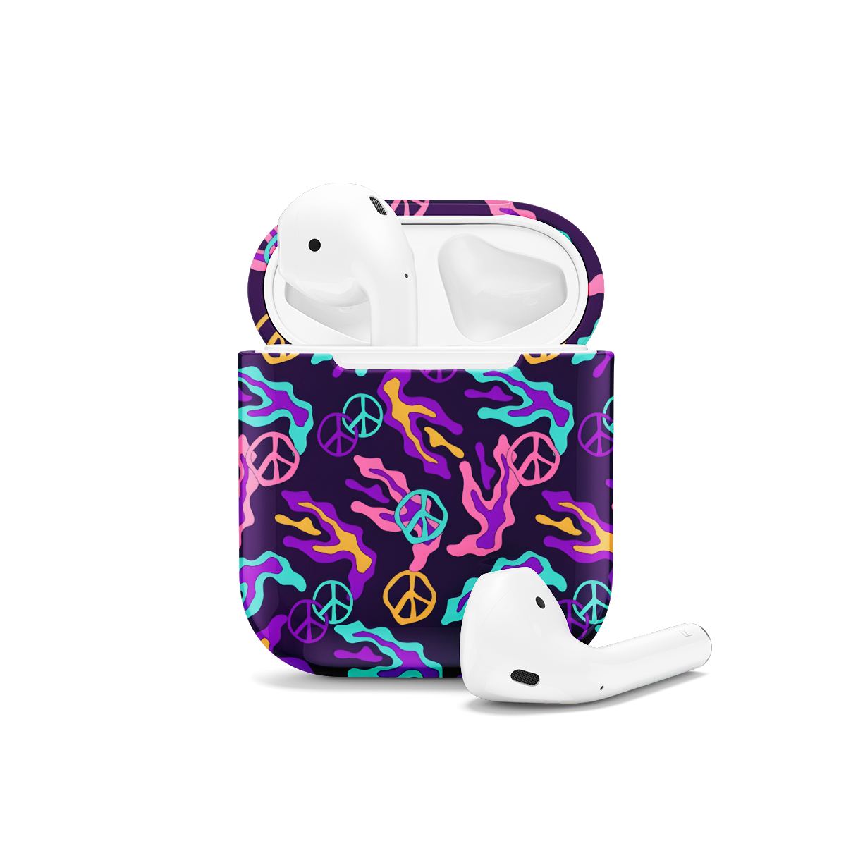 Colorful Peace Trippy Psychedelic Seamless AirPods Case AirPods Pro AirPods Pro 2 AirPods 3 AirPods 2 Glossy 1610 - Image 1