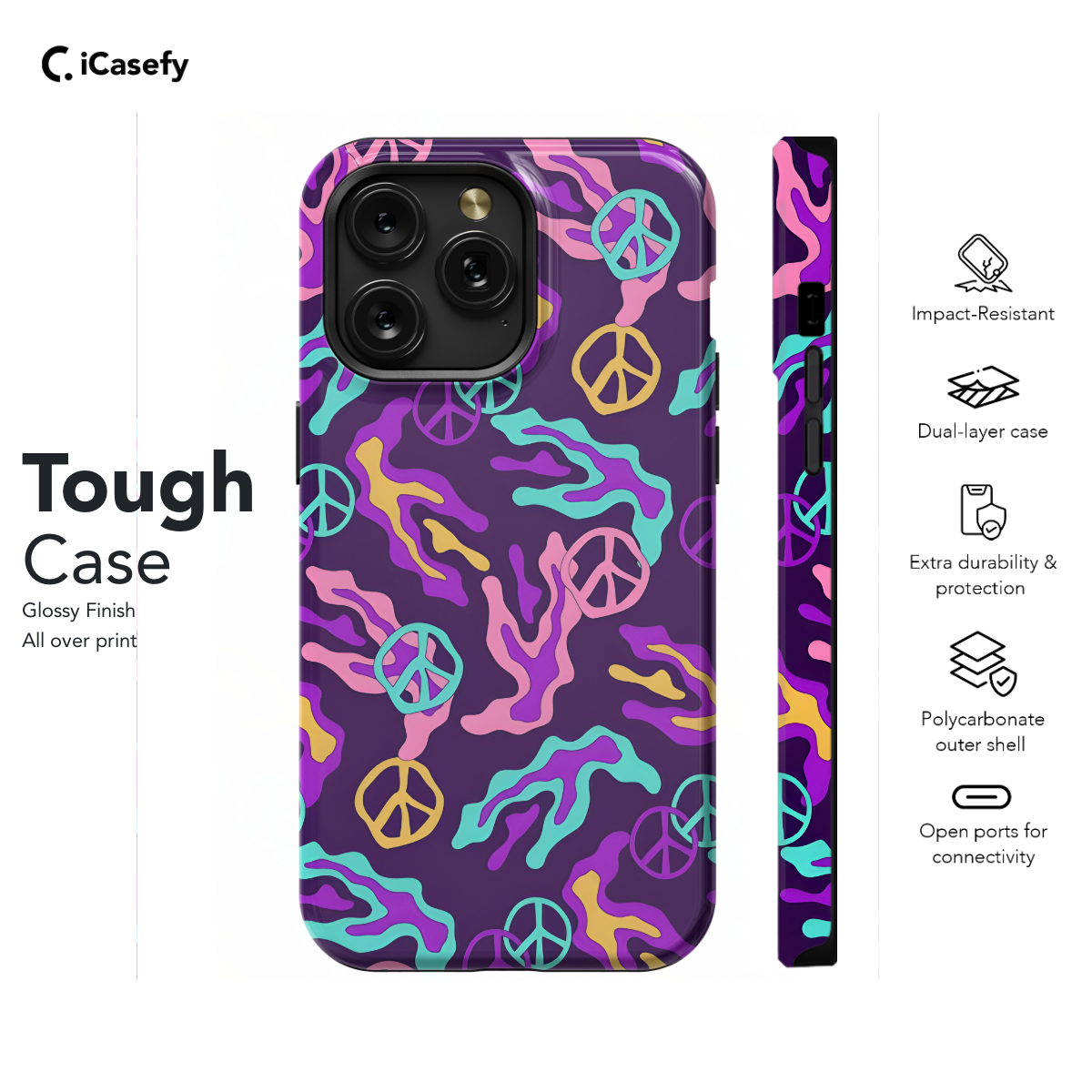 Colorful Peace Trippy Psychedelic Seamless Phone Case iPhone Samsung Cover Pixel 1102 - Image 5