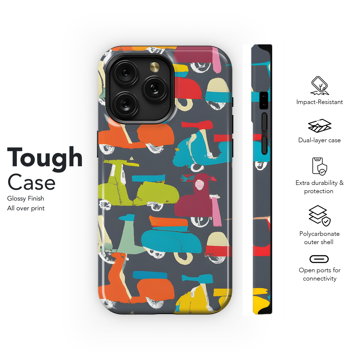 Colorful Scooter Phone Case iPhone Samsung Cover Pixel 3749 - Image 6