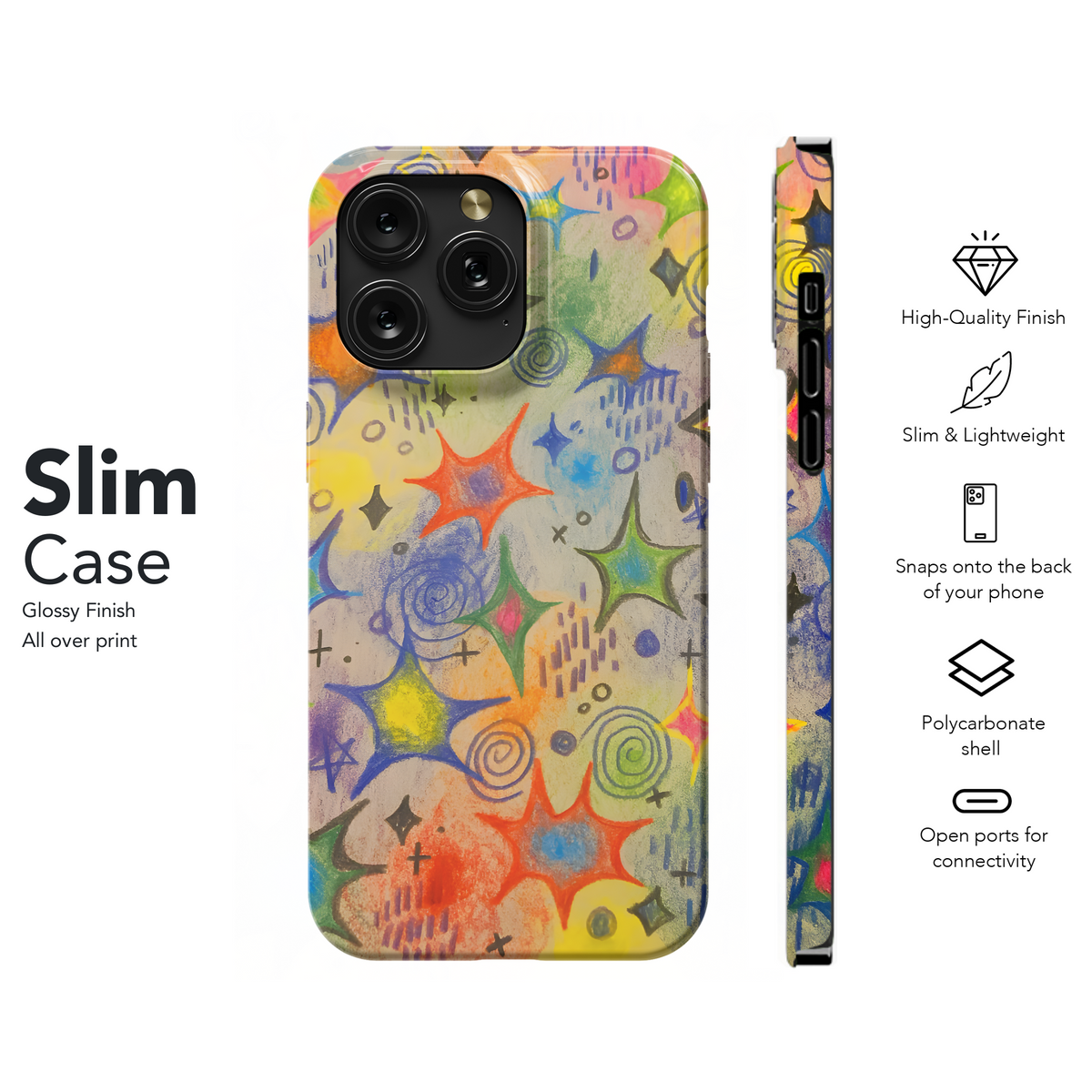 Colorful Sparkly Star Hand Drawn Phone Case iPhone Samsung Cover Pixel 2077 - Image 7