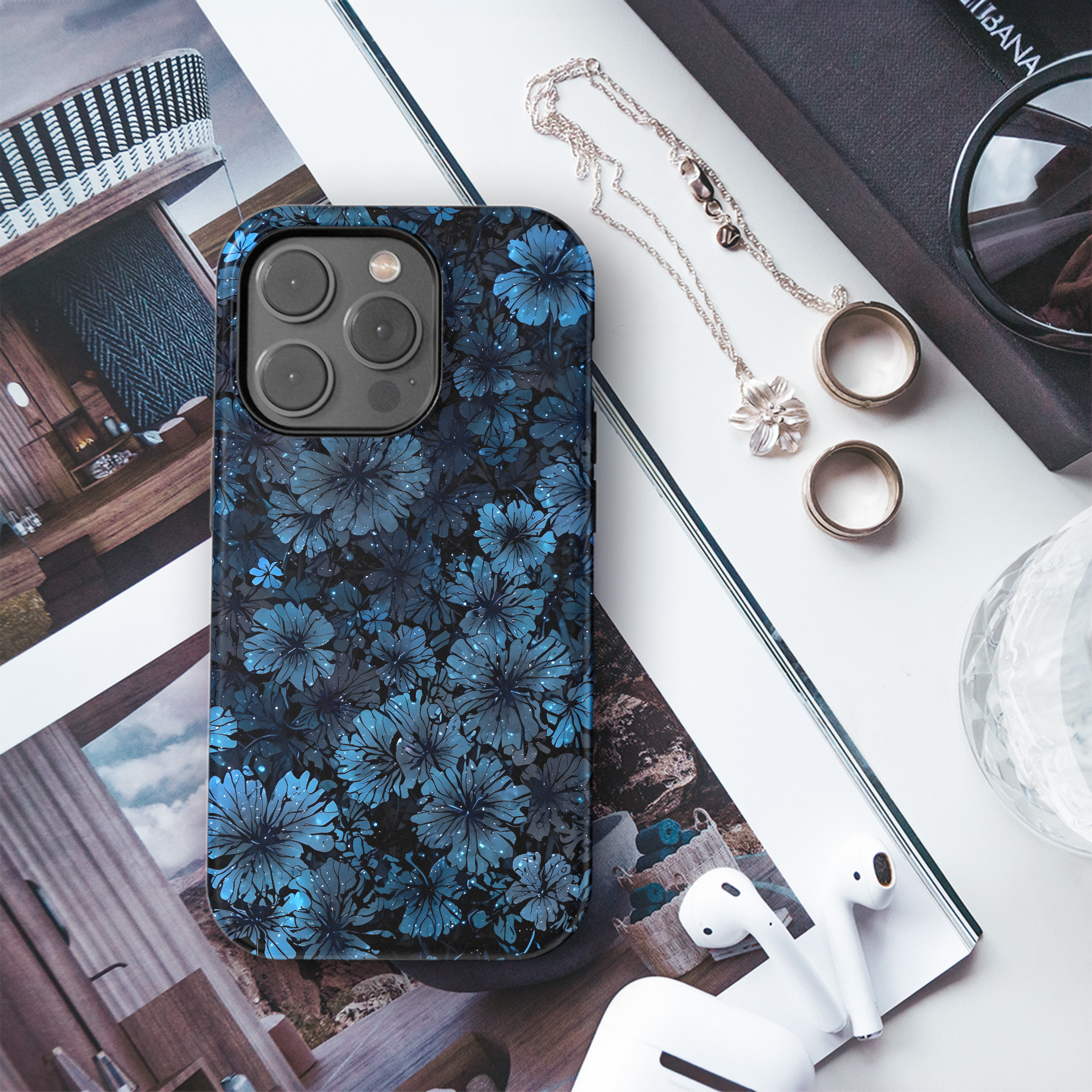 Cosmic Blue Blooms
 Phone Case iPhone Samsung Cover Pixel 4399 - Image 3