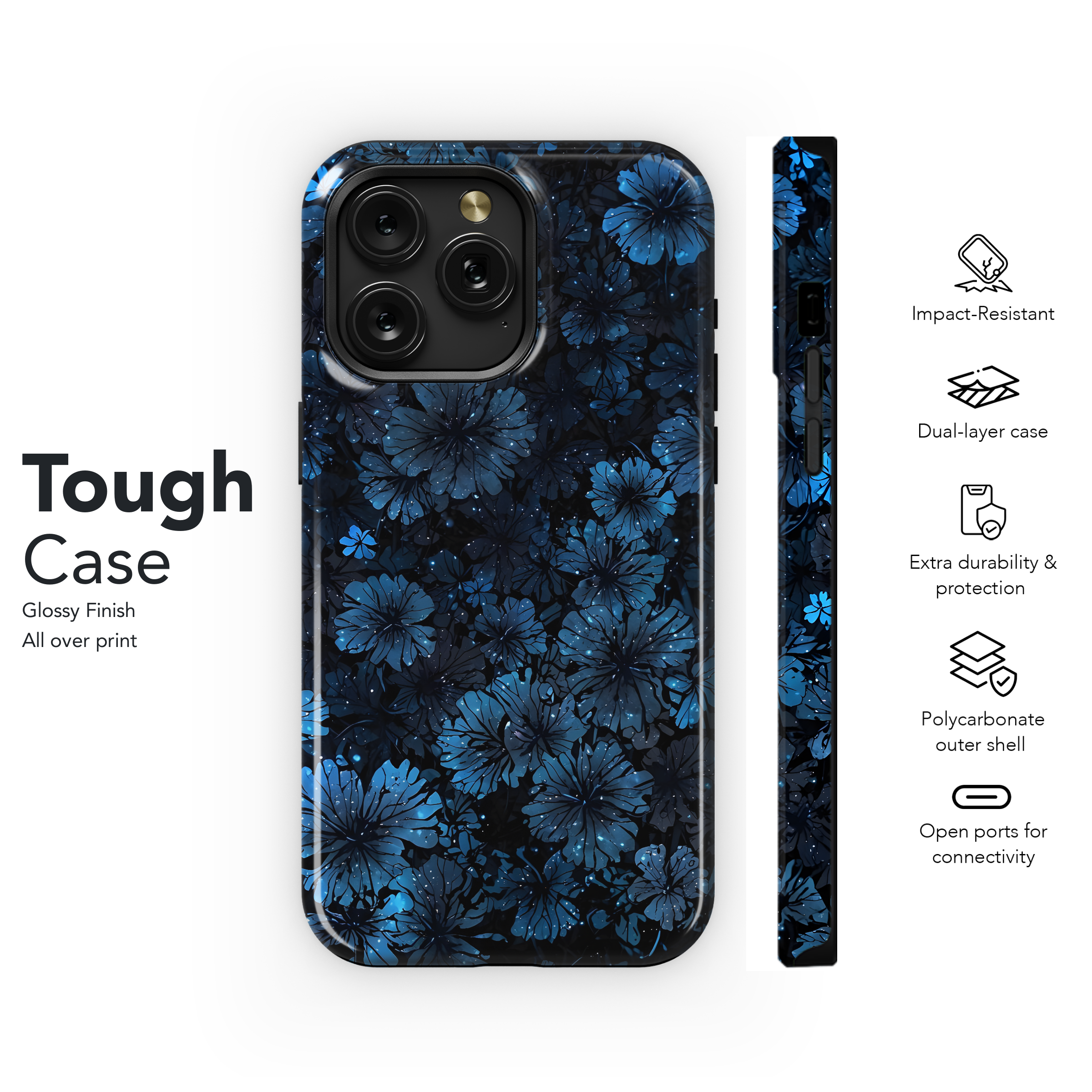 Cosmic Blue Blooms
 Phone Case iPhone Samsung Cover Pixel 4399 - Image 6