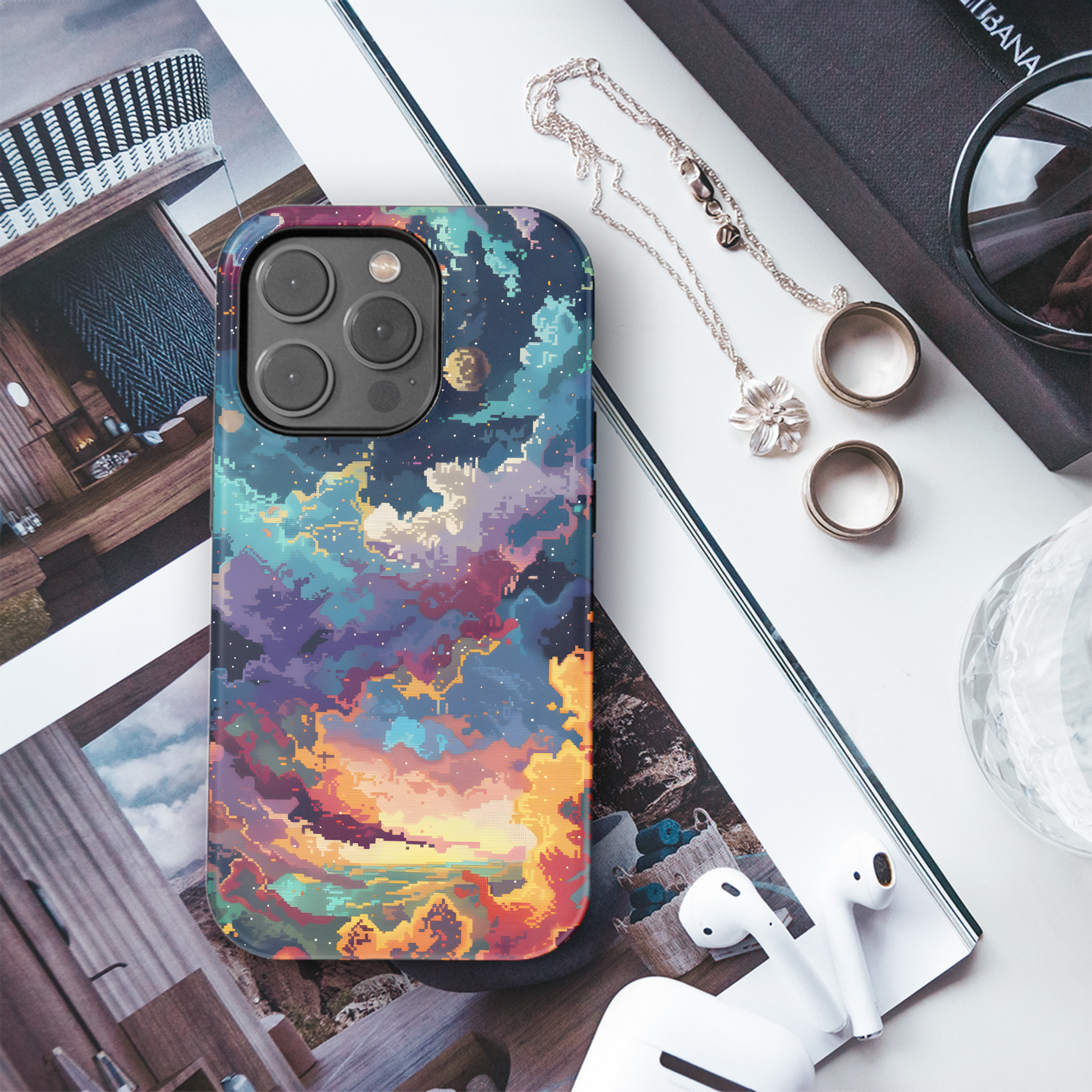 Cosmic Pixel Sunset
 Phone Case iPhone Samsung Cover Pixel 4420 - Image 3