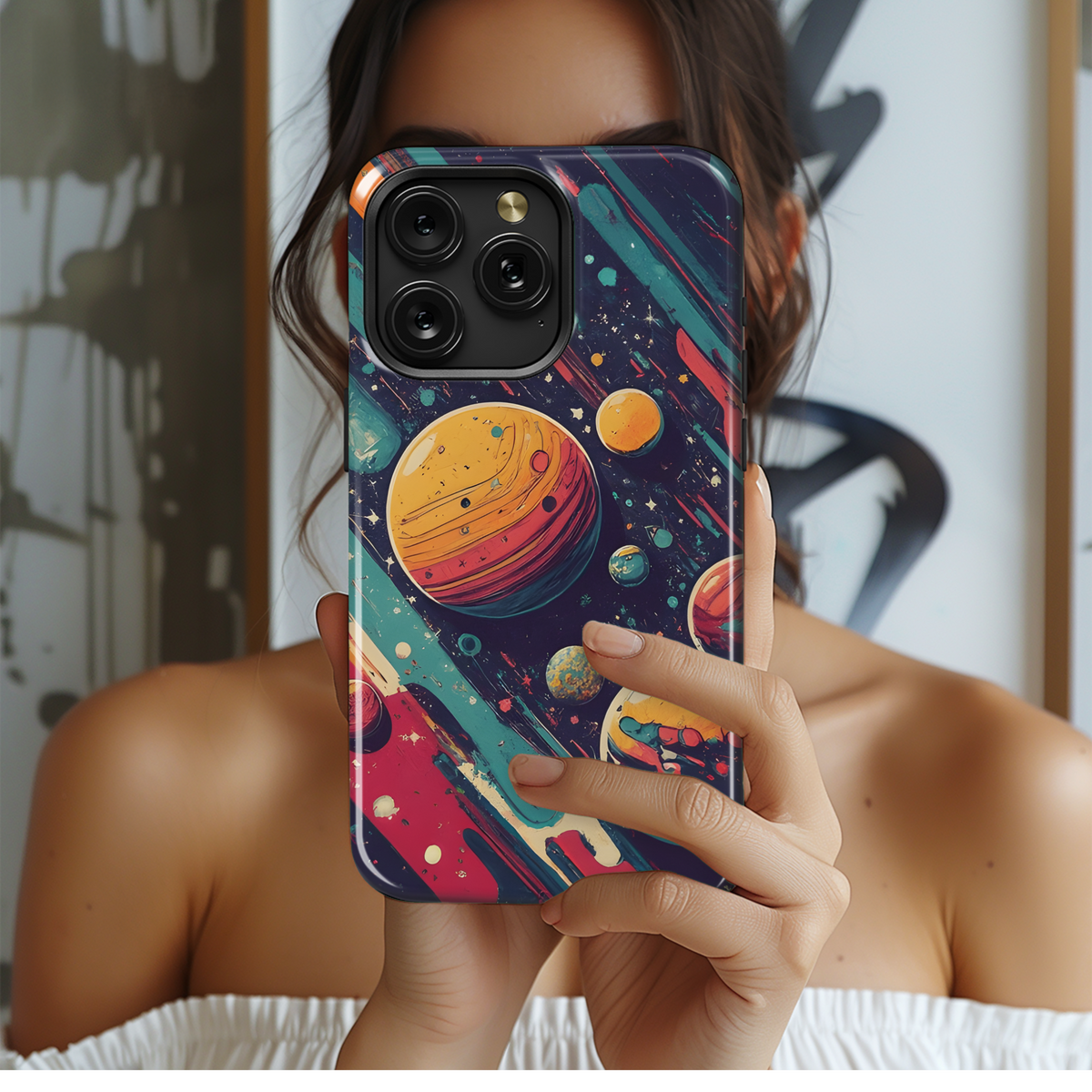 Cosmic Pop : Planets, , and Stars Phone Case iPhone Samsung Cover Pixel 3483 - Image 2