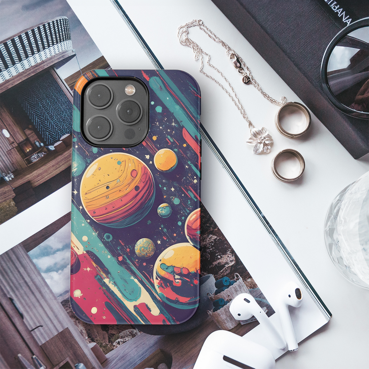 Cosmic Pop : Planets, , and Stars Phone Case iPhone Samsung Cover Pixel 3483 - Image 3