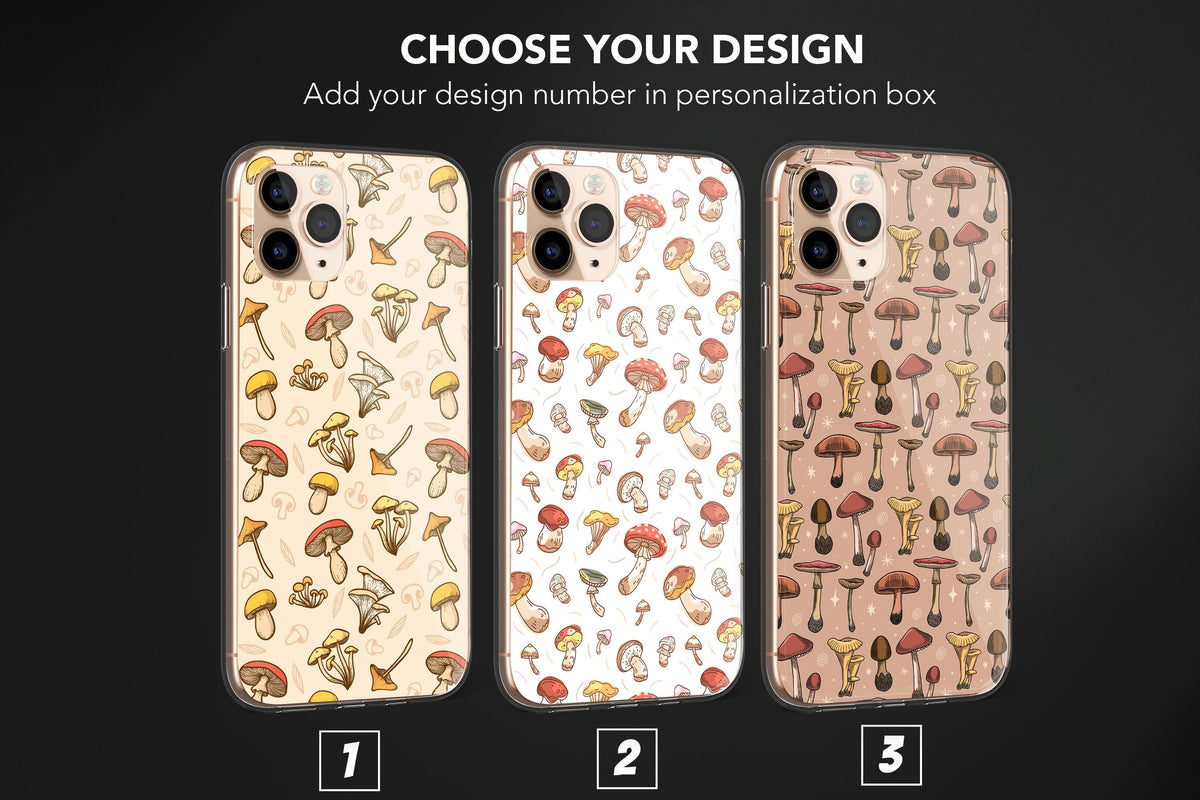 Cottagecore Mushrooms Phone Case, Cute Nature Fungi Cover - Image 1