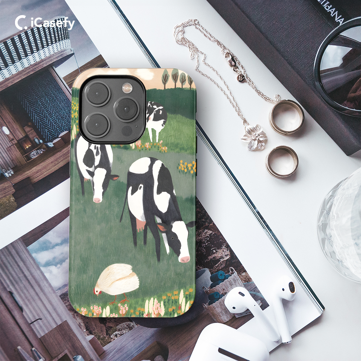 Cow and chicken Phone Case iPhone Samsung Pixel & More 504 - Image 3