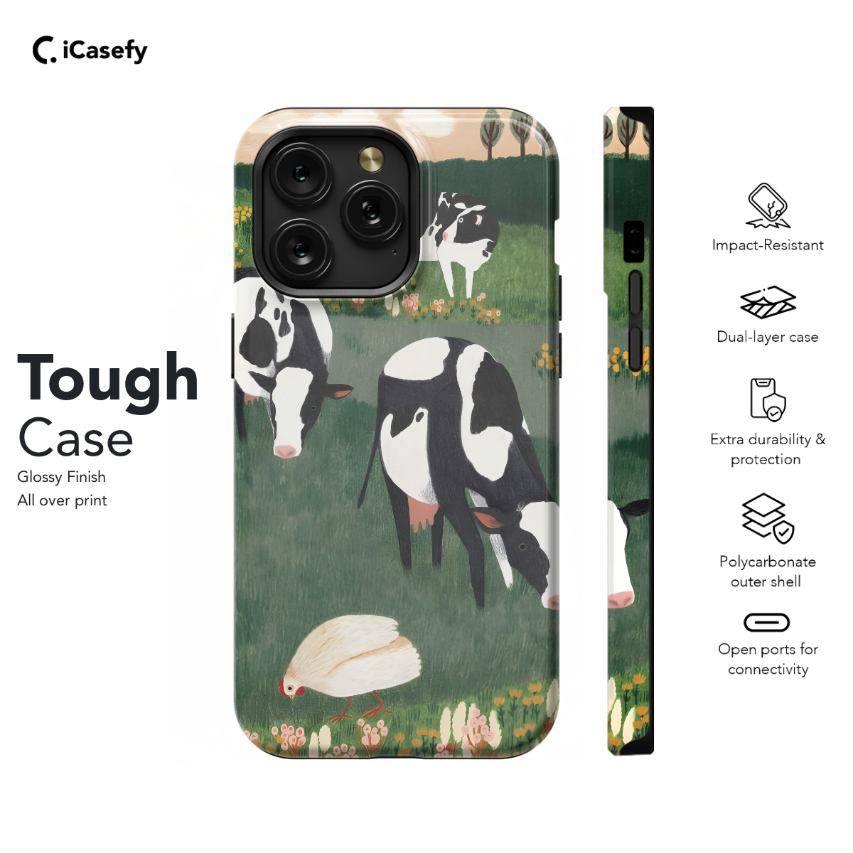 Cow and chicken Phone Case iPhone Samsung Pixel & More 504 - Image 5