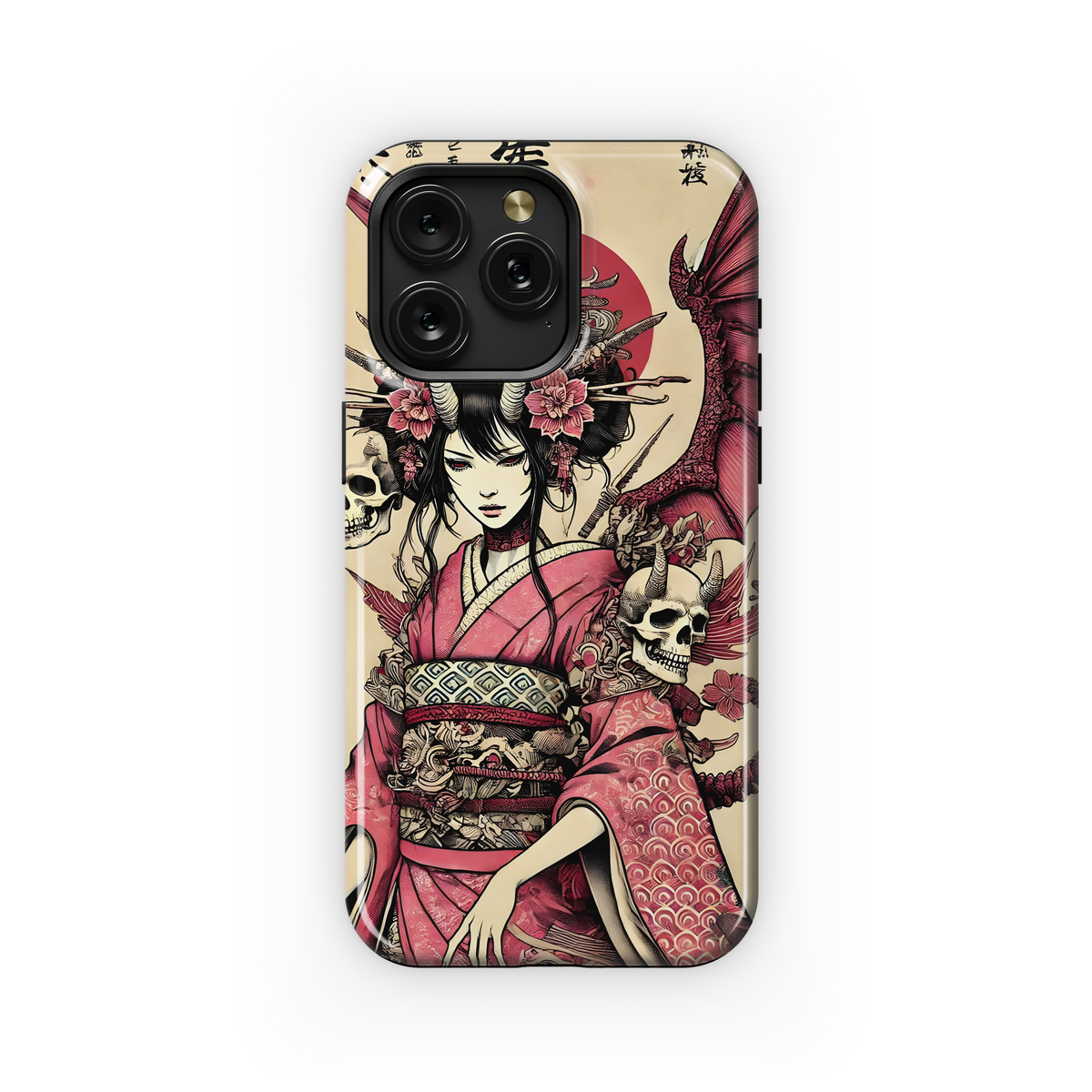 Crimson Geisha Skull Art
 Phone Case iPhone Samsung Cover Pixel 4079 - Image 1