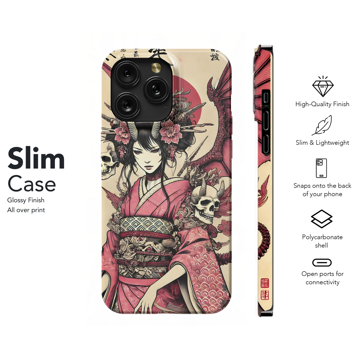 Crimson Geisha Skull Art
 Phone Case iPhone Samsung Cover Pixel 4079 - Image 7