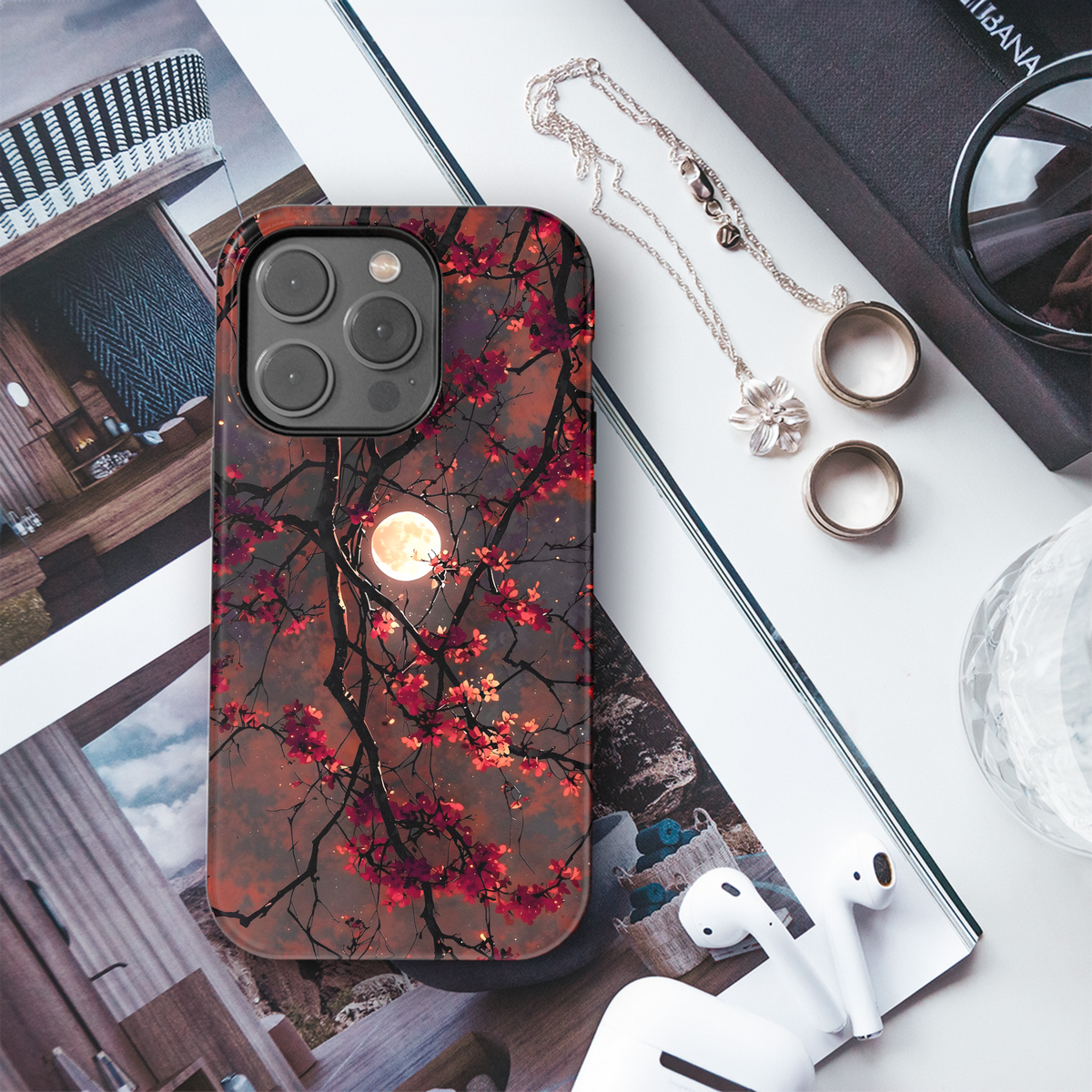 Crimson Moon Bloom
 Phone Case iPhone Samsung Cover Pixel 4151 - Image 3