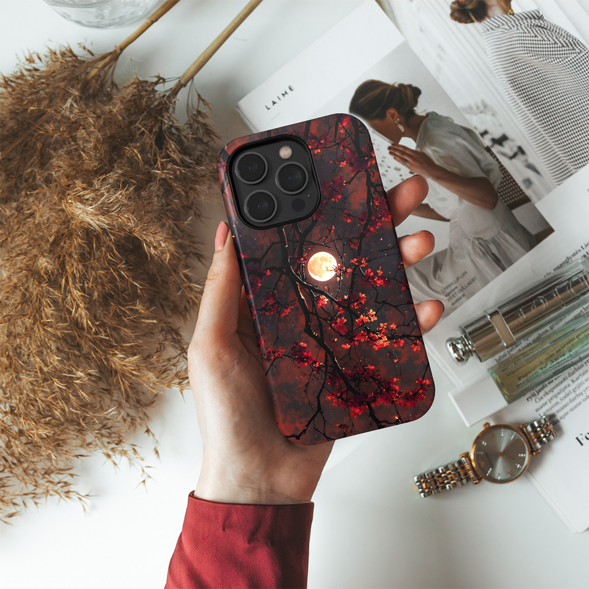 Crimson Moon Bloom
 Phone Case iPhone Samsung Cover Pixel 4151 - Image 4