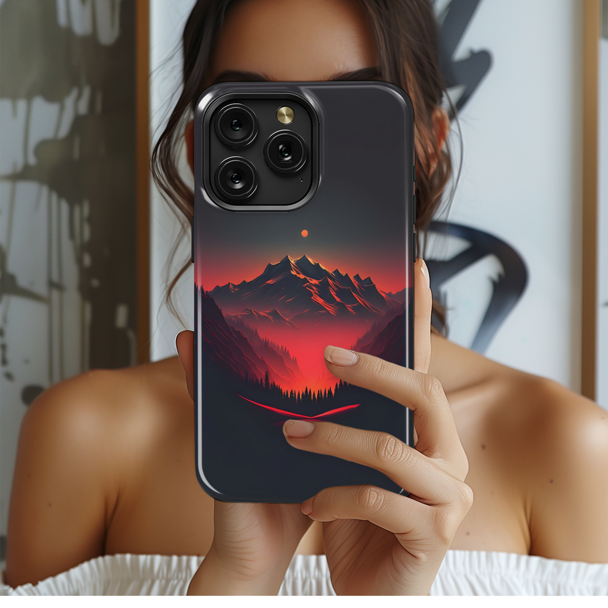 Crimson Mountain Sunset
 Phone Case iPhone Samsung Cover Pixel 4264 - Image 2