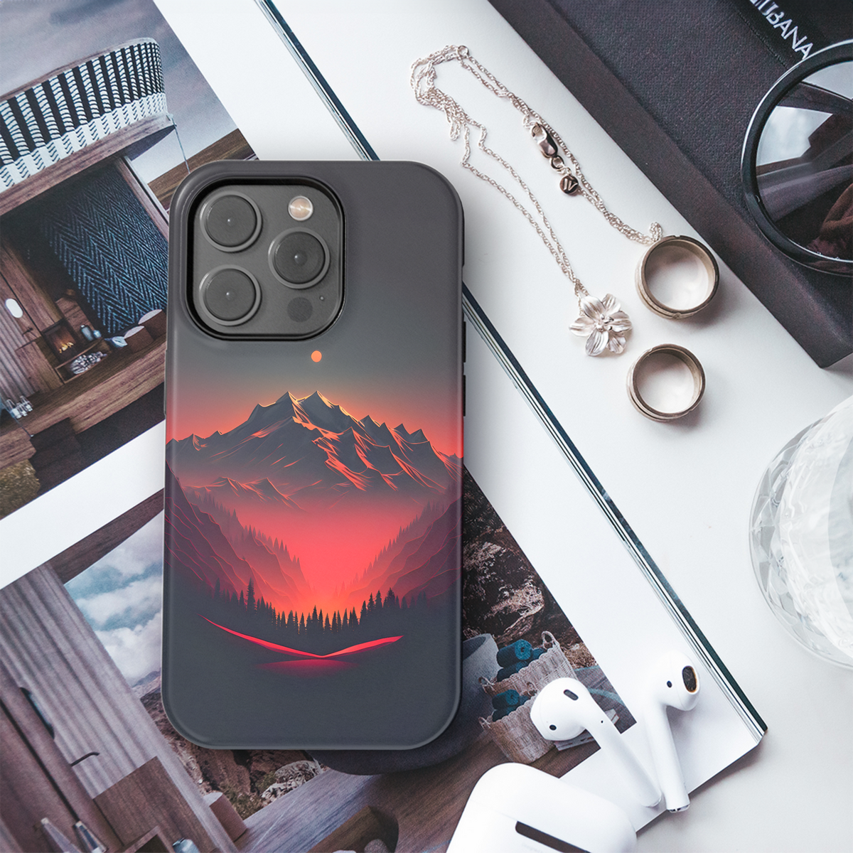 Crimson Mountain Sunset
 Phone Case iPhone Samsung Cover Pixel 4264 - Image 3