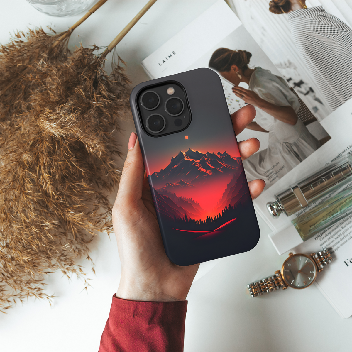 Crimson Mountain Sunset
 Phone Case iPhone Samsung Cover Pixel 4264 - Image 4