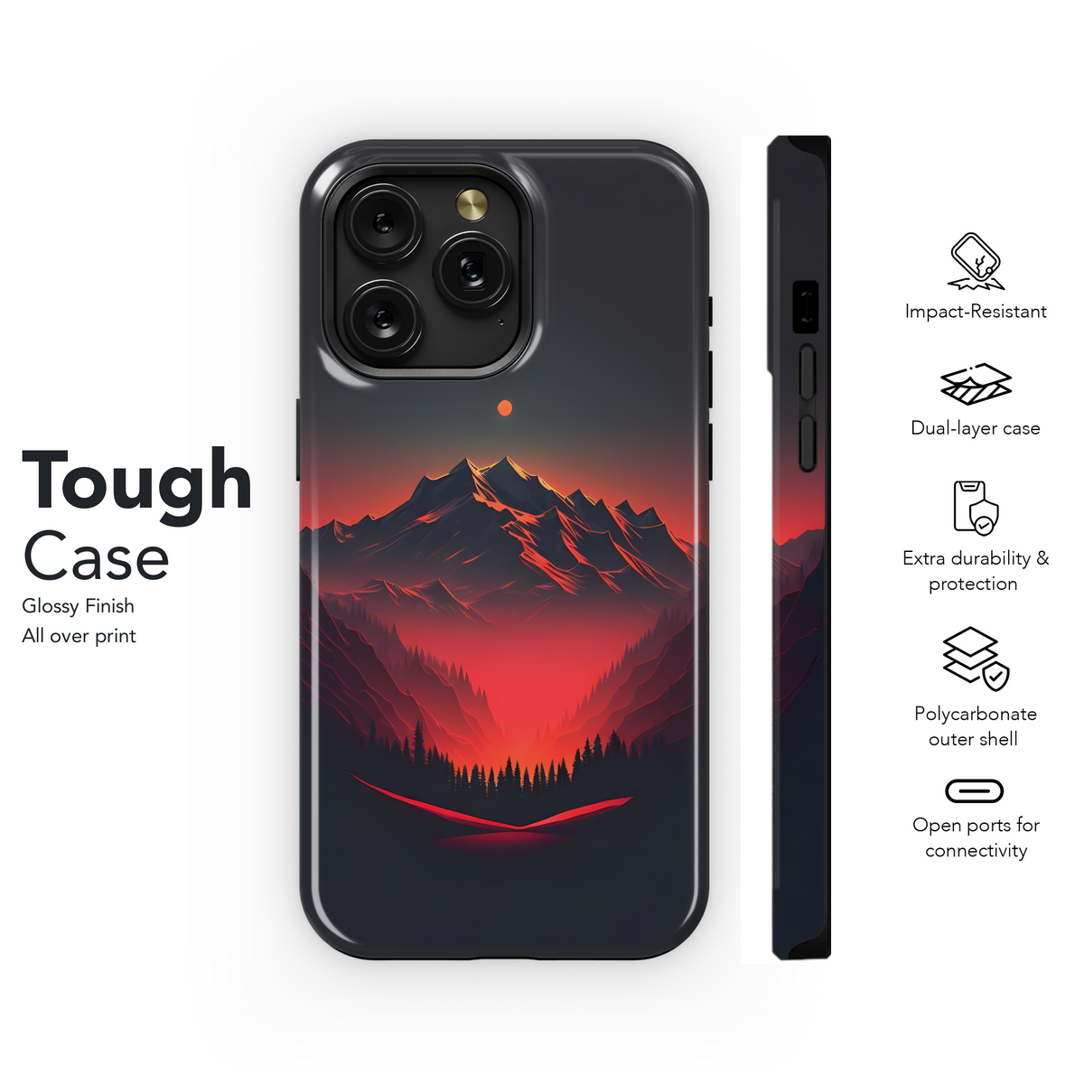 Crimson Mountain Sunset
 Phone Case iPhone Samsung Cover Pixel 4264 - Image 6