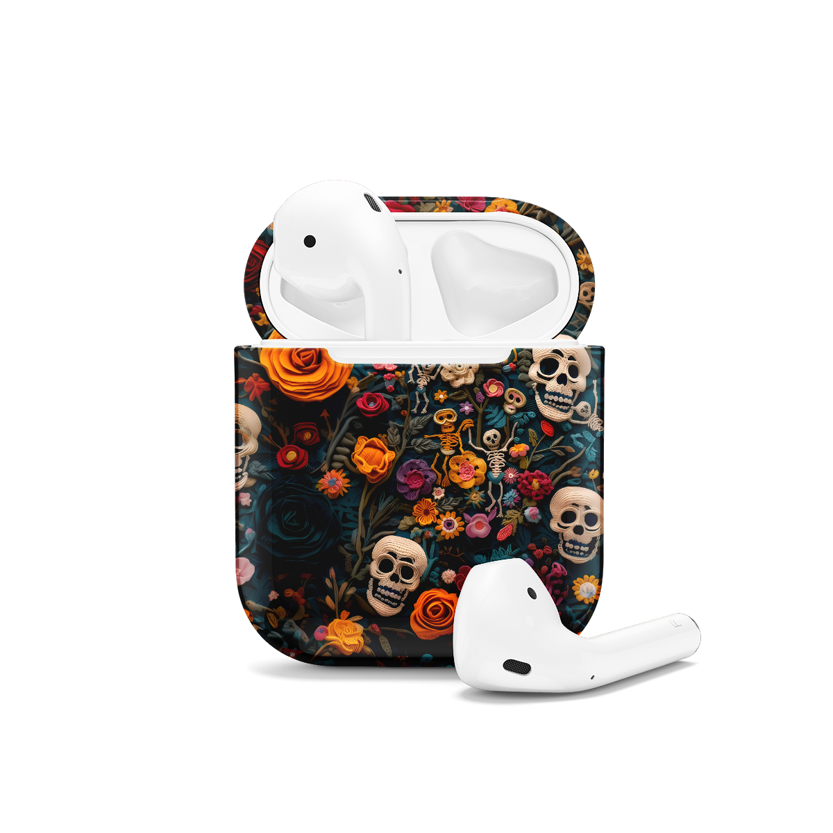 Crochet Floral Skeleton Gothic Ghost AirPods Case AirPods Pro AirPods Pro 2 AirPods 3 AirPods 2 Glossy 1048 - Image 1