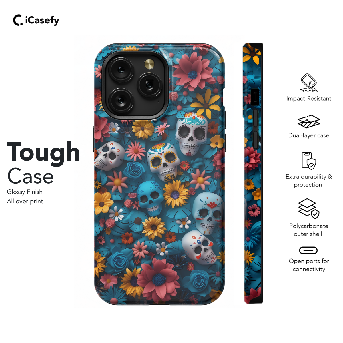 Crochet Floral Skeleton Gothic Ghost Phone Case iPhone Samsung Cover Pixel 1049 - Image 5