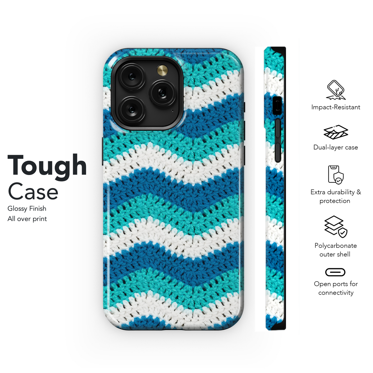 Crochet Waves Knitted Phone Case iPhone Samsung Cover Pixel 3855 - Image 6