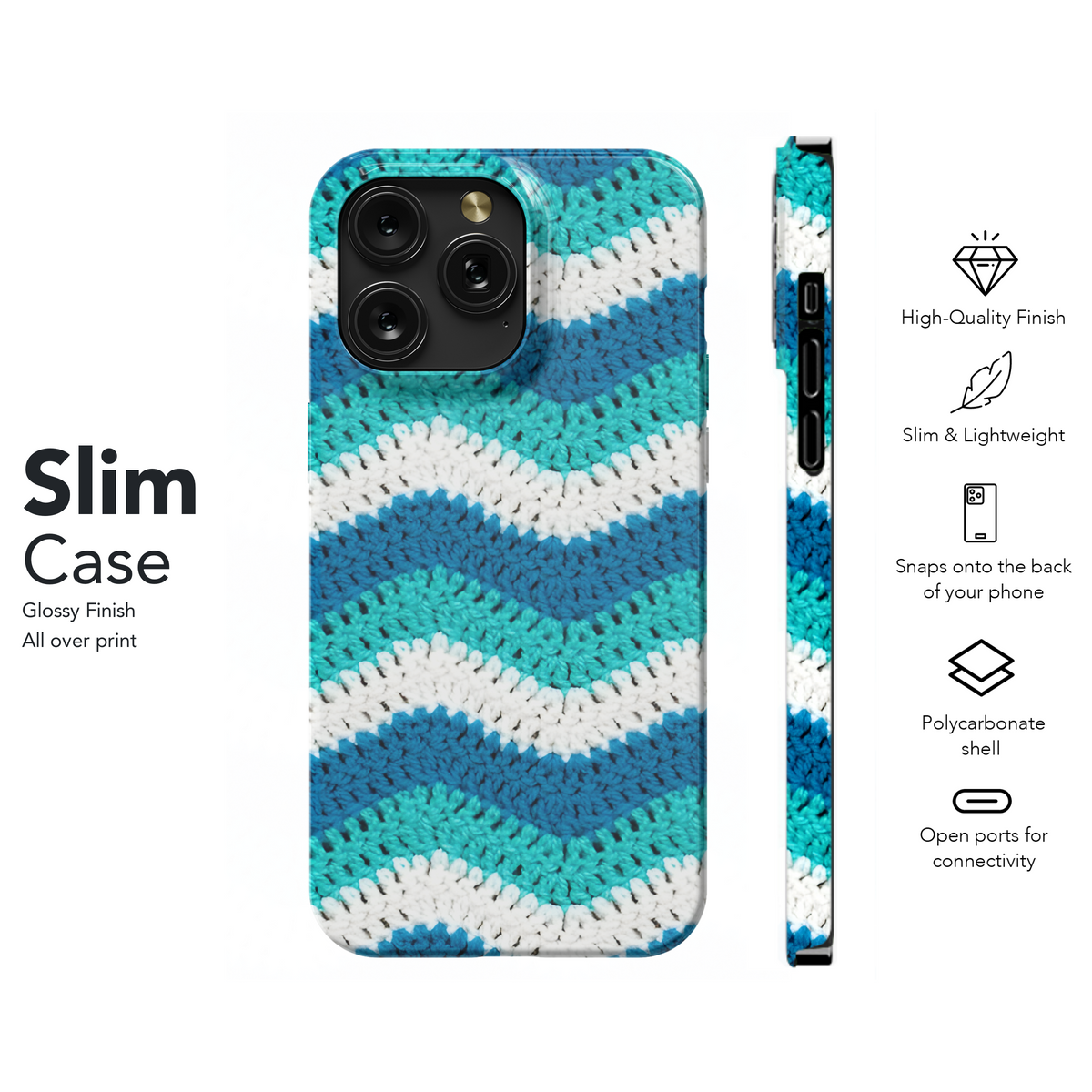 Crochet Waves Knitted Phone Case iPhone Samsung Cover Pixel 3855 - Image 7