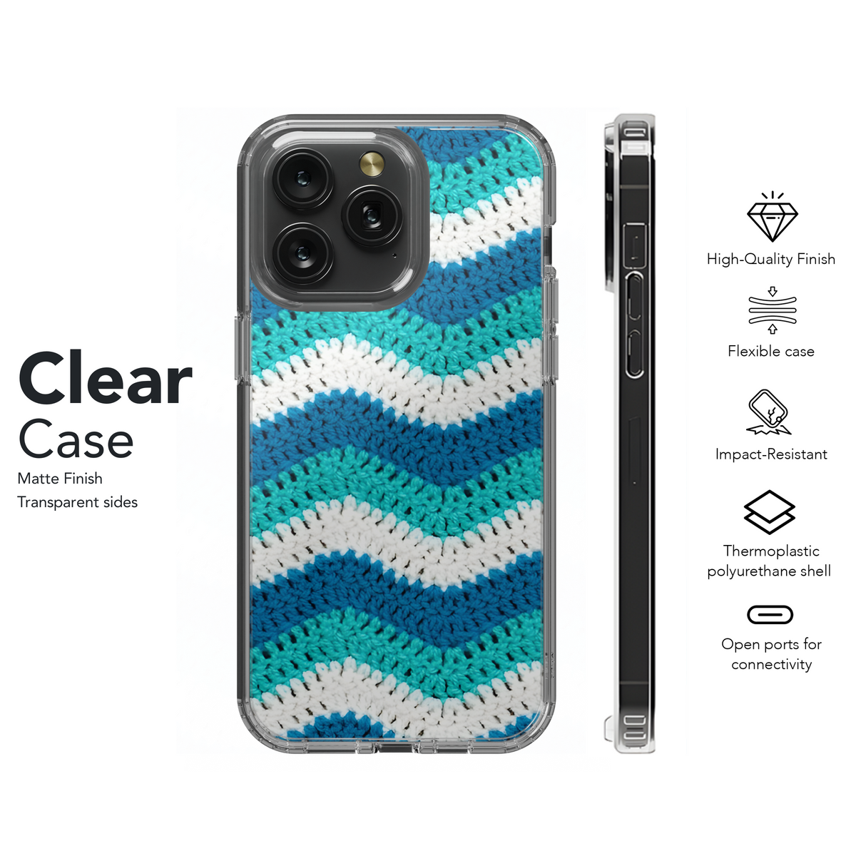 Crochet Waves Knitted Phone Case iPhone Samsung Cover Pixel 3855 - Image 8