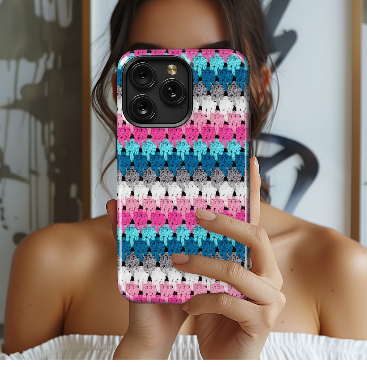 Crocheted Pastel Phone Case iPhone Samsung Cover Pixel 3846 - Image 2