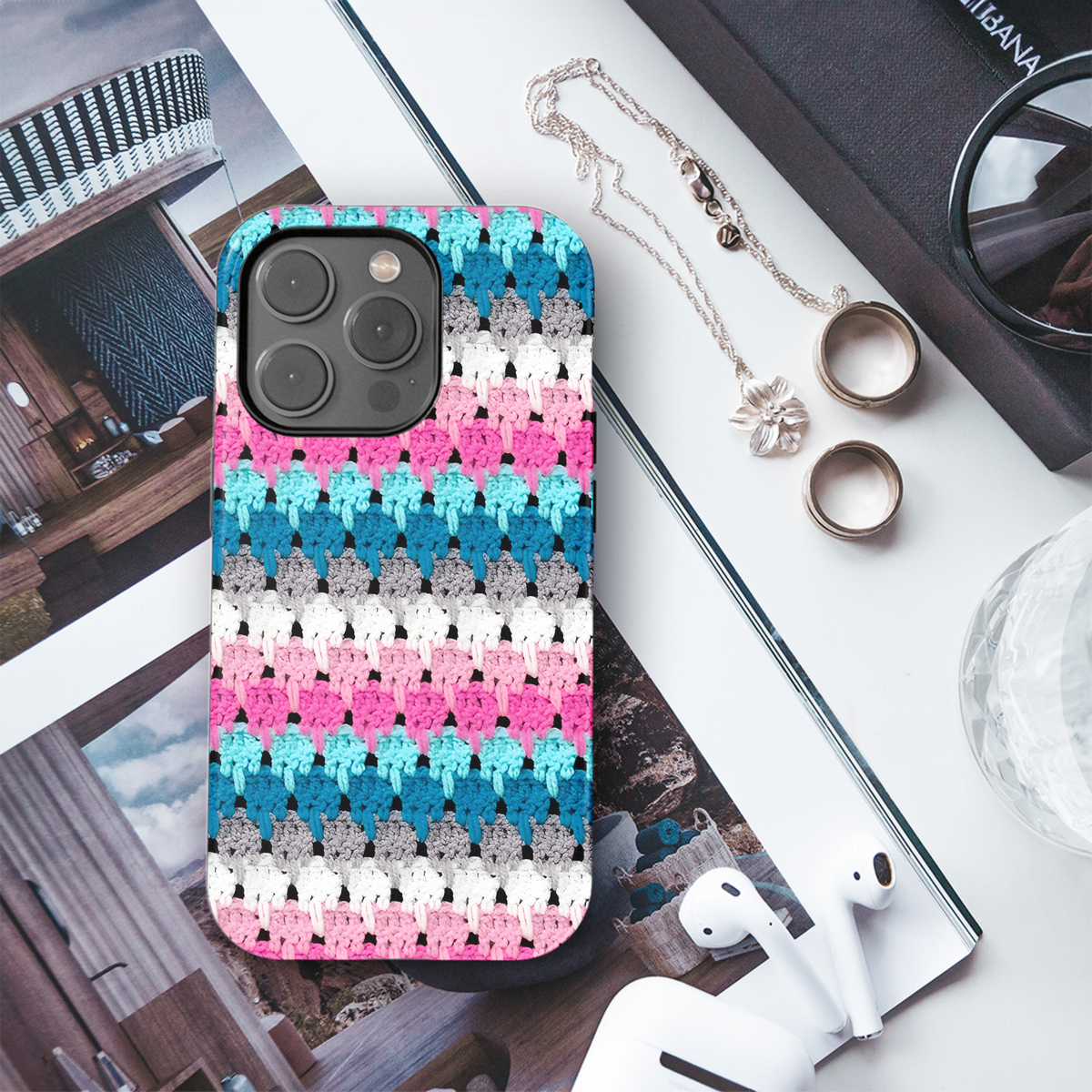 Crocheted Pastel Phone Case iPhone Samsung Cover Pixel 3846 - Image 3