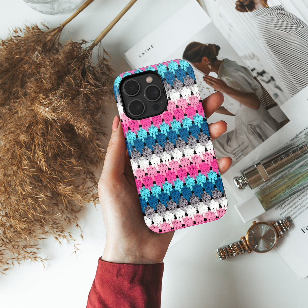 Crocheted Pastel Phone Case iPhone Samsung Cover Pixel 3846 - Image 4