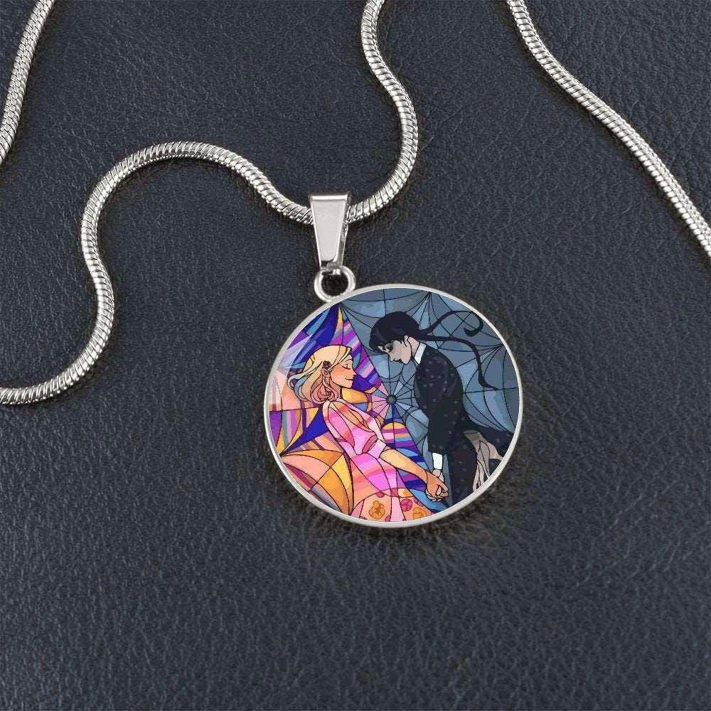 Custom Engraved Wednesday Addams and Enid Necklace - Image 4