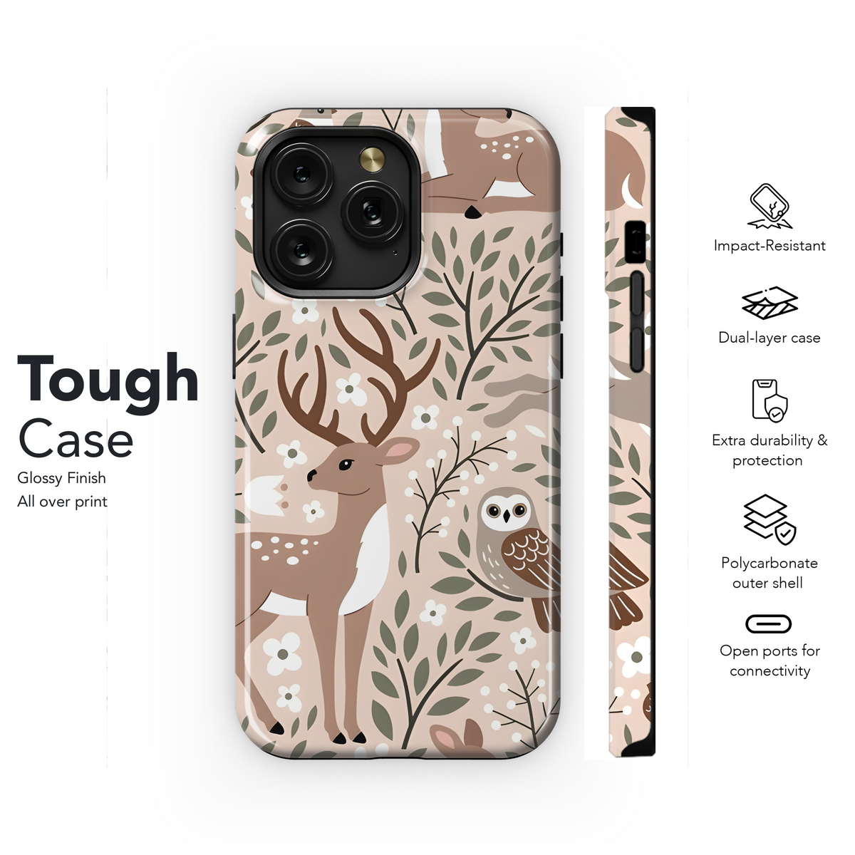 Cute Animal Seamless Pattern Phone Case iPhone Samsung Cover Pixel 2258 - Image 6