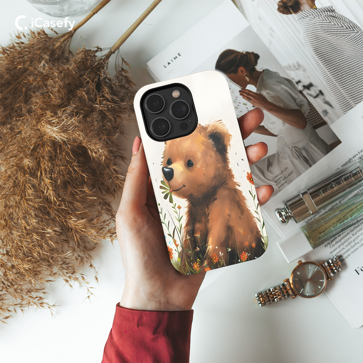 Cute Bear Illustration Phone Case iPhone Samsung Pixel & More 493 - Image 2