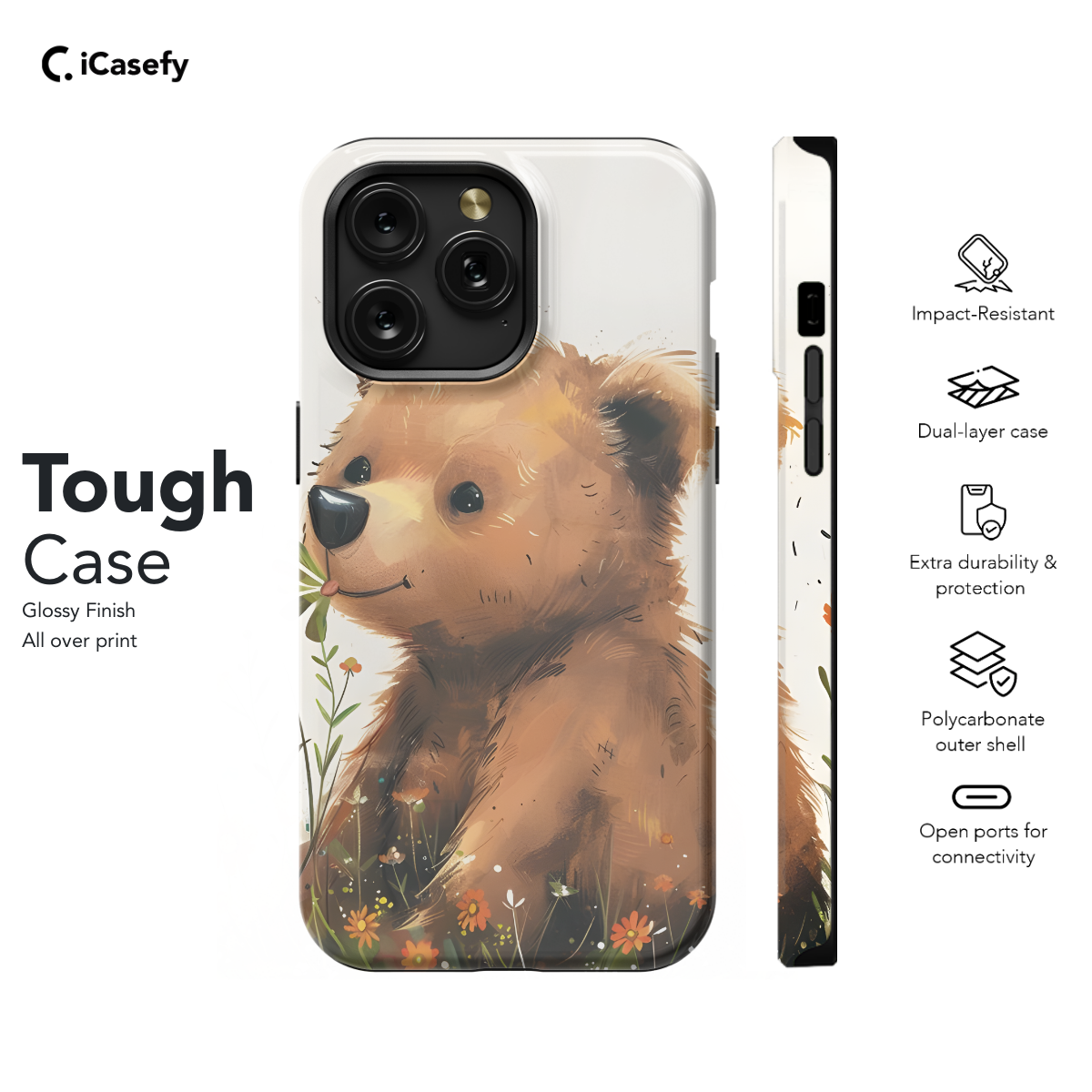 Cute Bear Illustration Phone Case iPhone Samsung Pixel & More 493 - Image 5