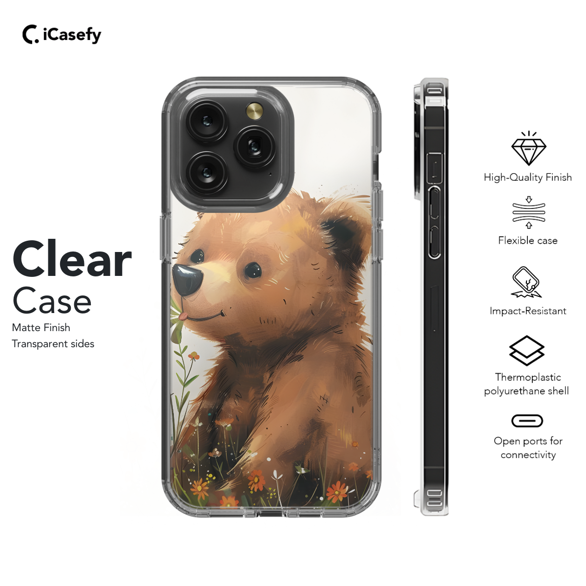 Cute Bear Illustration Phone Case iPhone Samsung Pixel & More 493 - Image 7