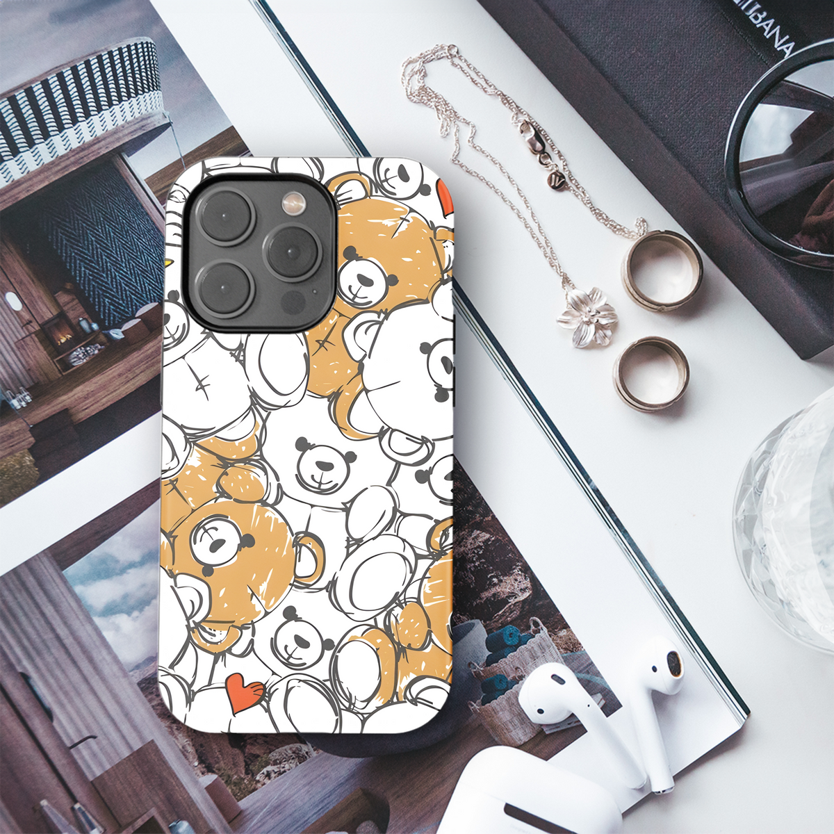 Cute Bear Sketch Phone Case iPhone Samsung Cover Pixel 2470 - Image 3