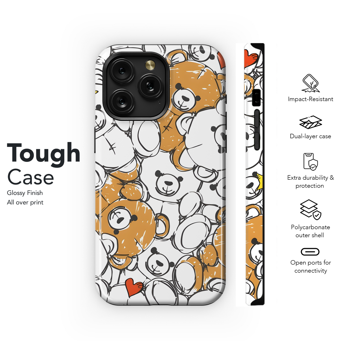 Cute Bear Sketch Phone Case iPhone Samsung Cover Pixel 2470 - Image 6