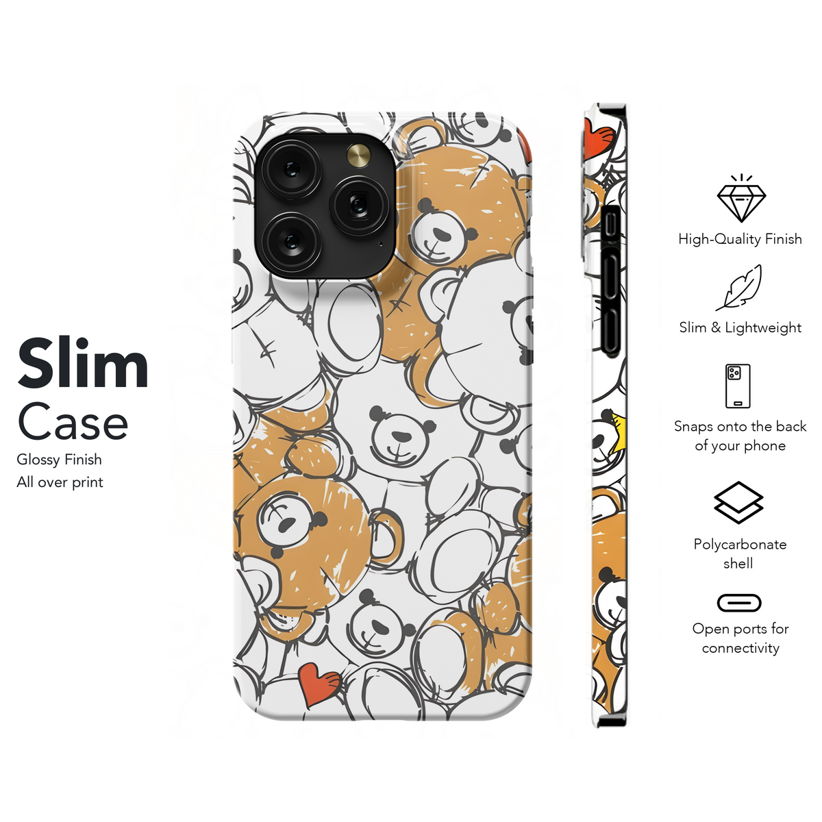 Cute Bear Sketch Phone Case iPhone Samsung Cover Pixel 2470 - Image 7