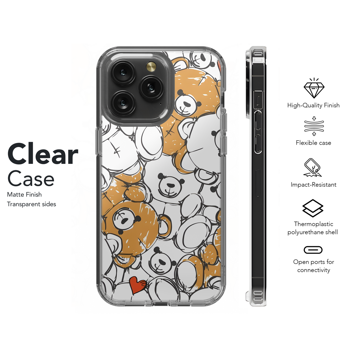 Cute Bear Sketch Phone Case iPhone Samsung Cover Pixel 2470 - Image 8