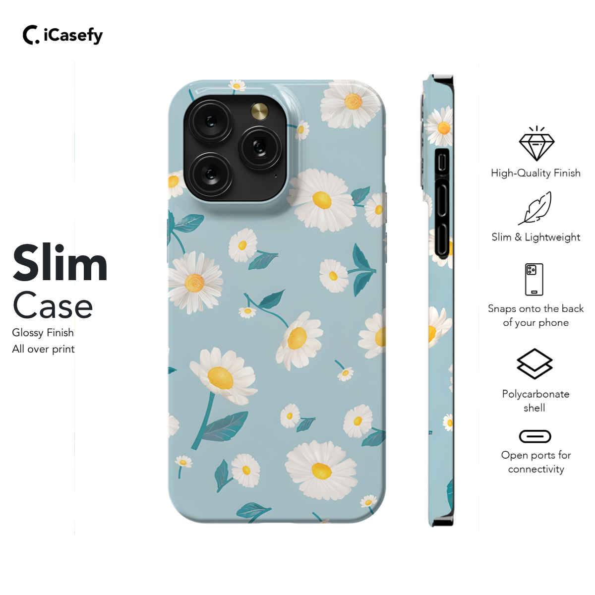 Cute Blue Pastel Daisy Flower Phone Case iPhone Samsung Cover Pixel 1422 - Image 6