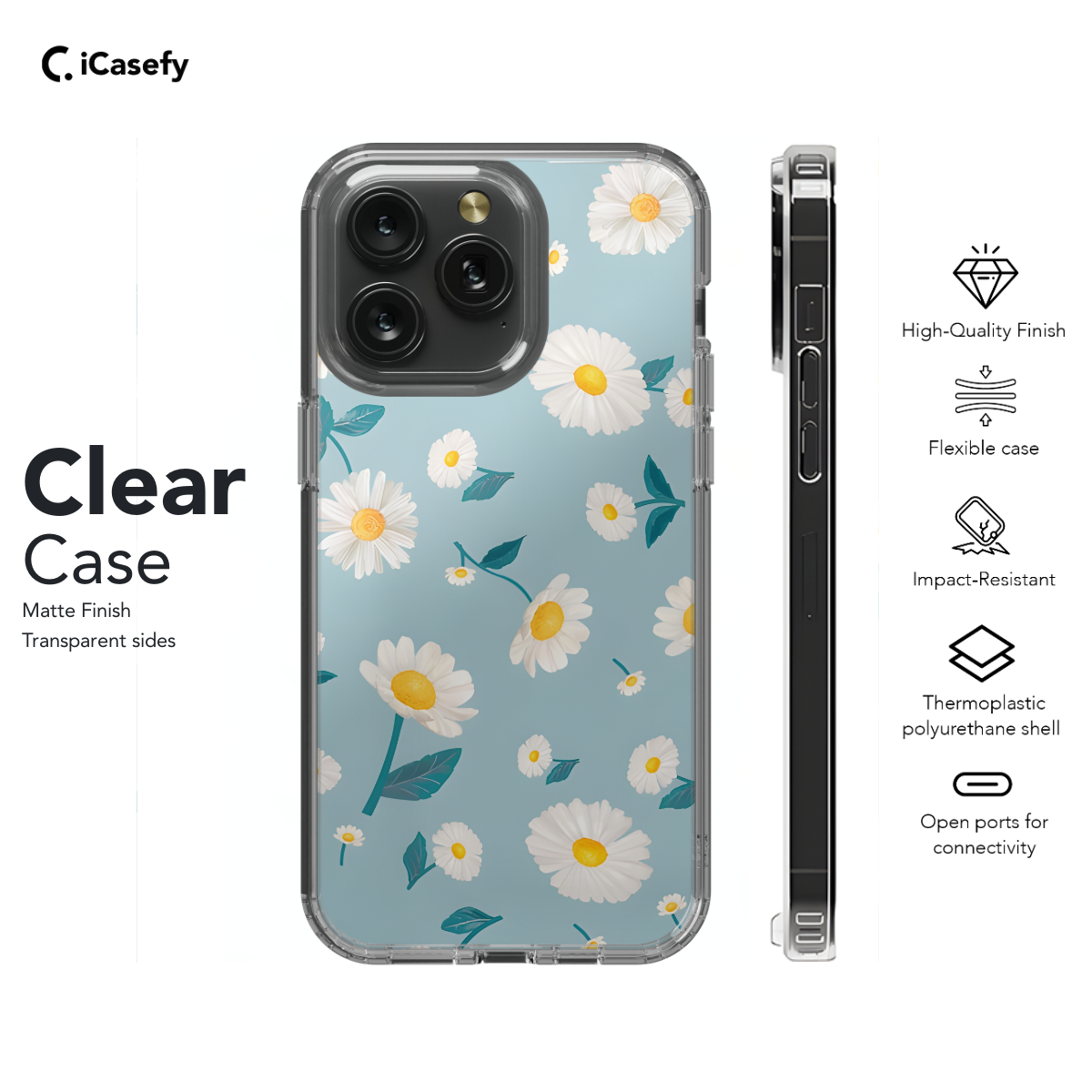 Cute Blue Pastel Daisy Flower Phone Case iPhone Samsung Cover Pixel 1422 - Image 7