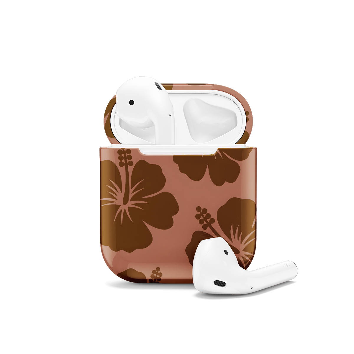 Cute Brown Flower Y2K Hibiscus AirPods Case AirPods Pro AirPods Pro 2 AirPods 3 AirPods 2 Glossy 1475 - Image 1