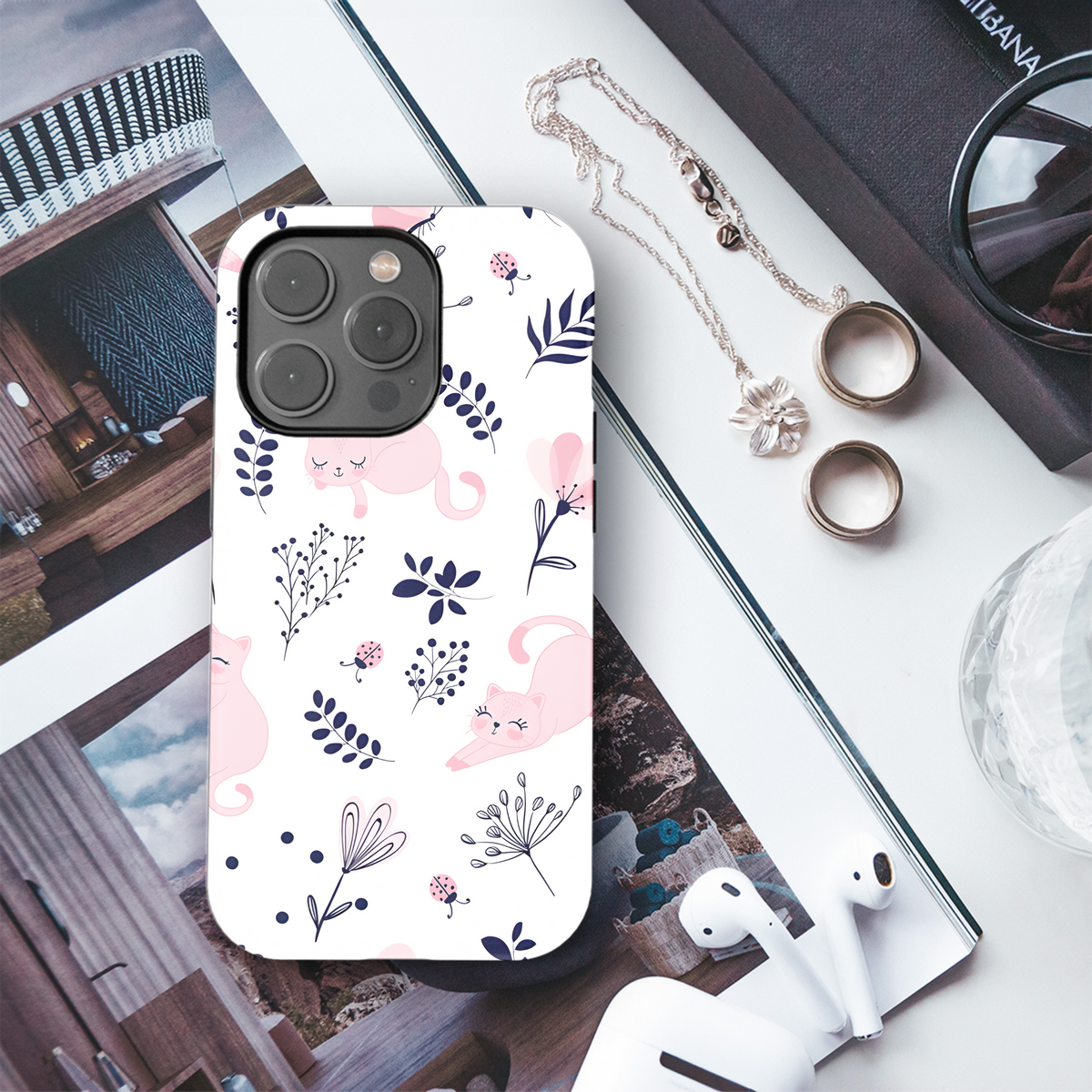 Cute Cat Flowers Kids Phone Case iPhone Samsung Cover Pixel 3700 - Image 3