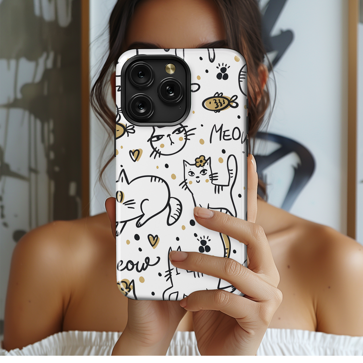 Cute Cat Phone Case iPhone Samsung Cover Pixel 3702 - Image 2