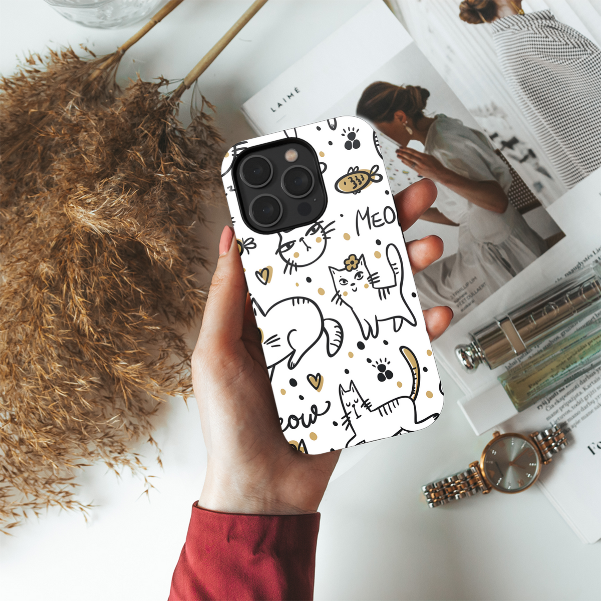 Cute Cat Phone Case iPhone Samsung Cover Pixel 3702 - Image 3