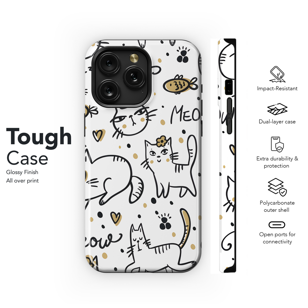 Cute Cat Phone Case iPhone Samsung Cover Pixel 3702 - Image 5